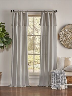 Mercantile Drop Cloth Panel Gray 50x95 Removable Rings light filtering ONE